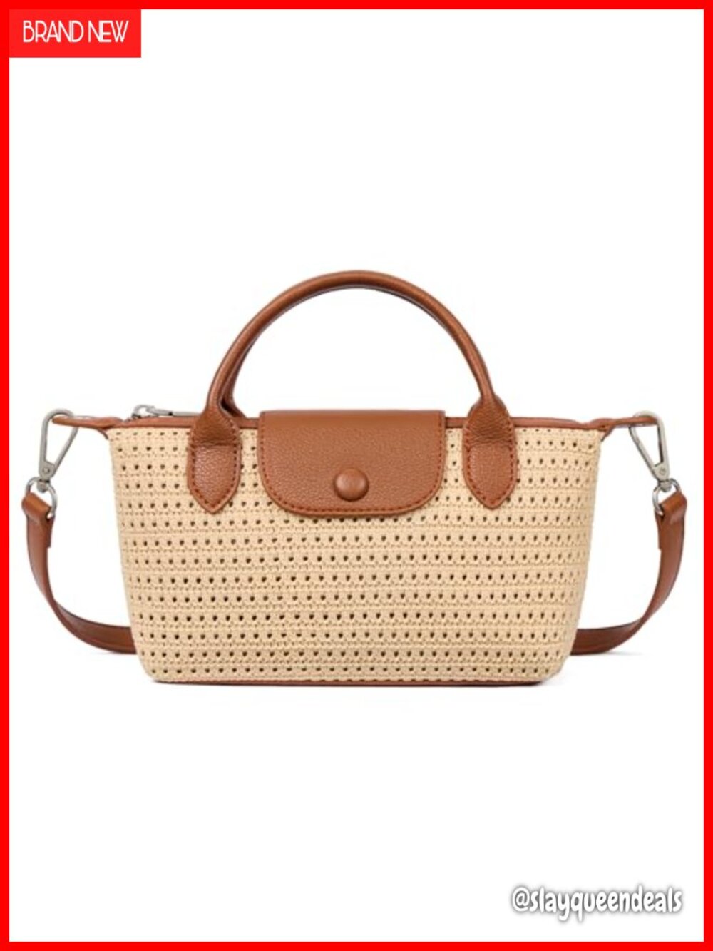 Mini Tote Crossbody Bag with Adjustable Strap Faux Leather Woven Texture
